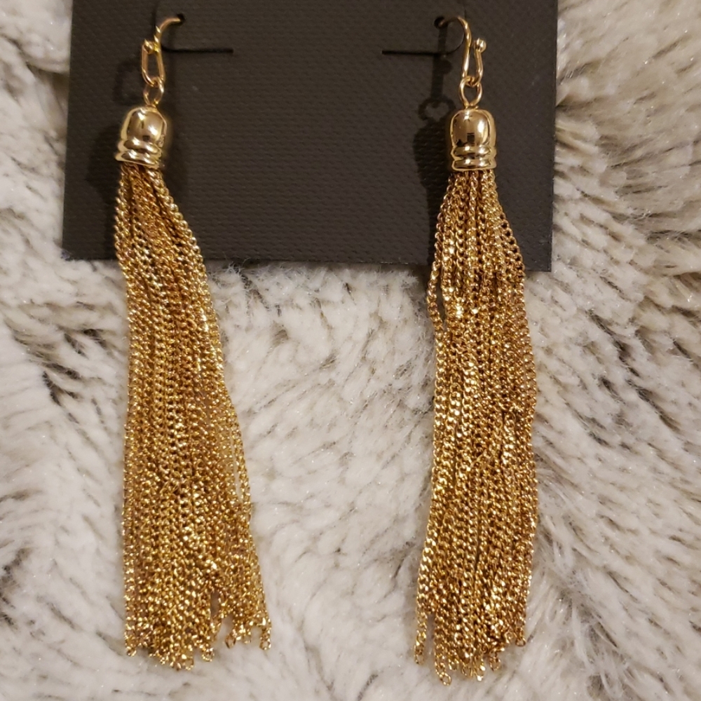 NWT - Vince Camuto Gold Tassel Earrings - Picture 2 of 4